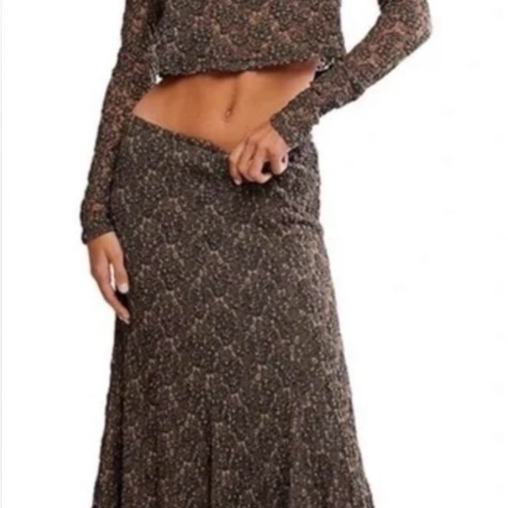 FREE PEOPLE Bali Sweet Escape Laney long sleeve Two-Piece Set Brown NWOT